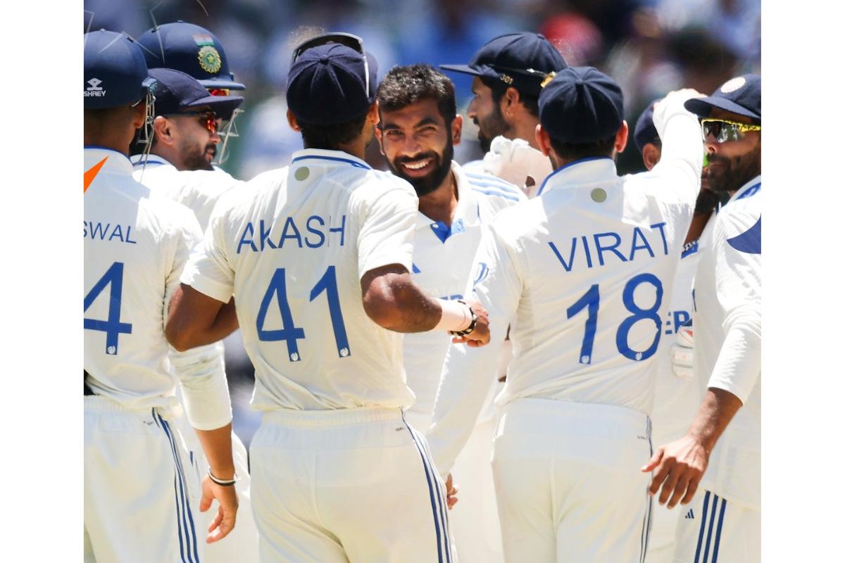 Jasprit Bumrah celebrates a wicket