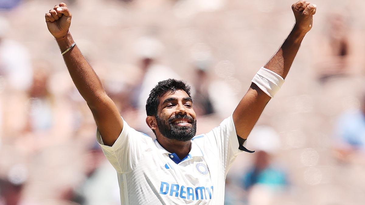 Jasprit Bumrah celebrates dismissing Travis Head in Australia's second innings on Day 4 of the fourth Test at the MCG on Sunday.