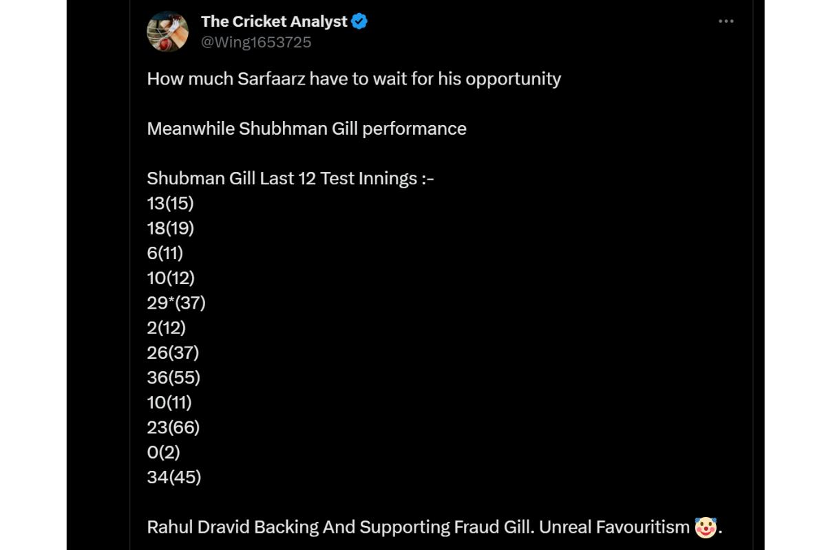 Shubman Gill criticism