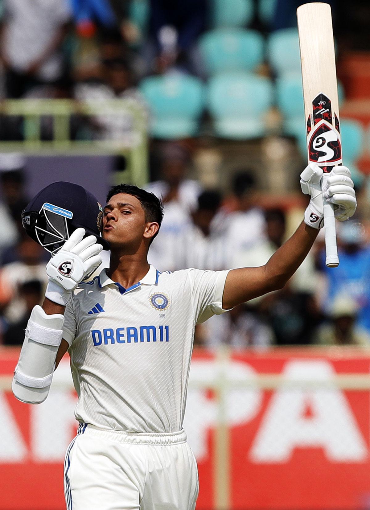 Jaiswal hits ton; India 225/3 at tea