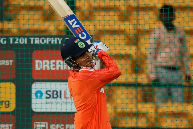 Shubman Gill goes over the top in the nets