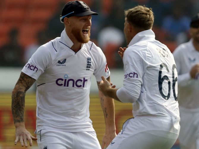 England's Joe Root celebrates with captain Ben Stokes after taking the wicket of Yashasvi Jaiswal