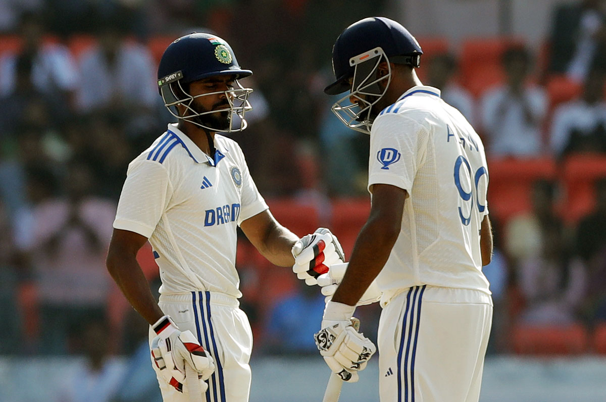 K S Bharat and Ravichandran Ashwin during their partnership.