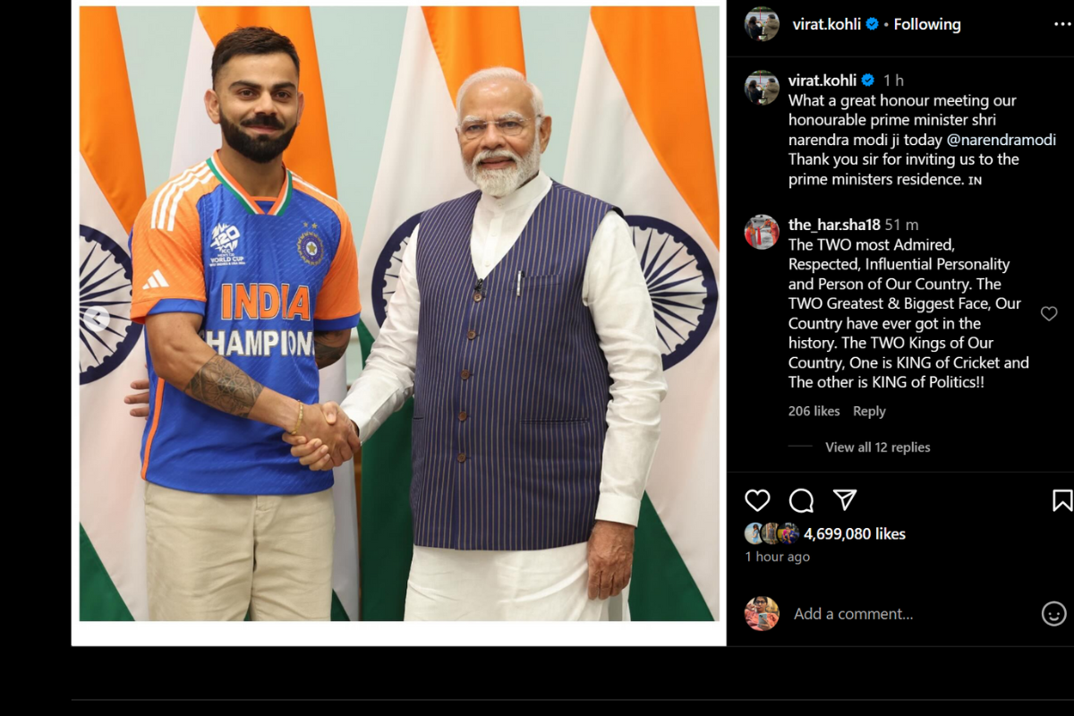 Virat Kohli meets Prime Minister Narendra Modi on Thursday