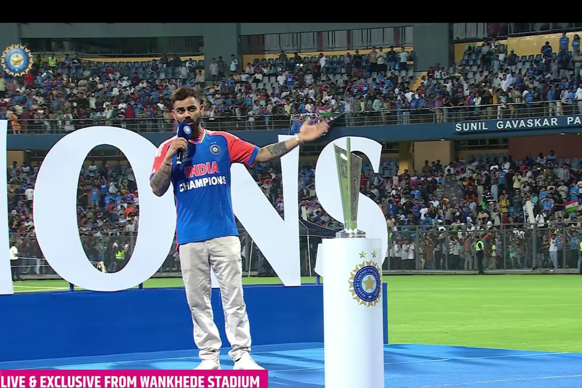 Virat Kohli speaks at the Wankhede Stadium