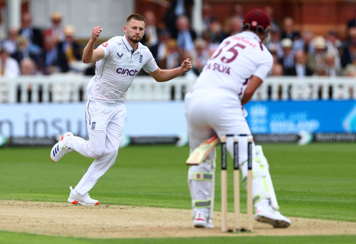 England fast bowler Gus Atkinson bags a five-wicket haul after having West Indies batter Joshua Da Silva caught by Jamie Smith during Day 1 of the first Test at Lord's, London, on Wednesday.