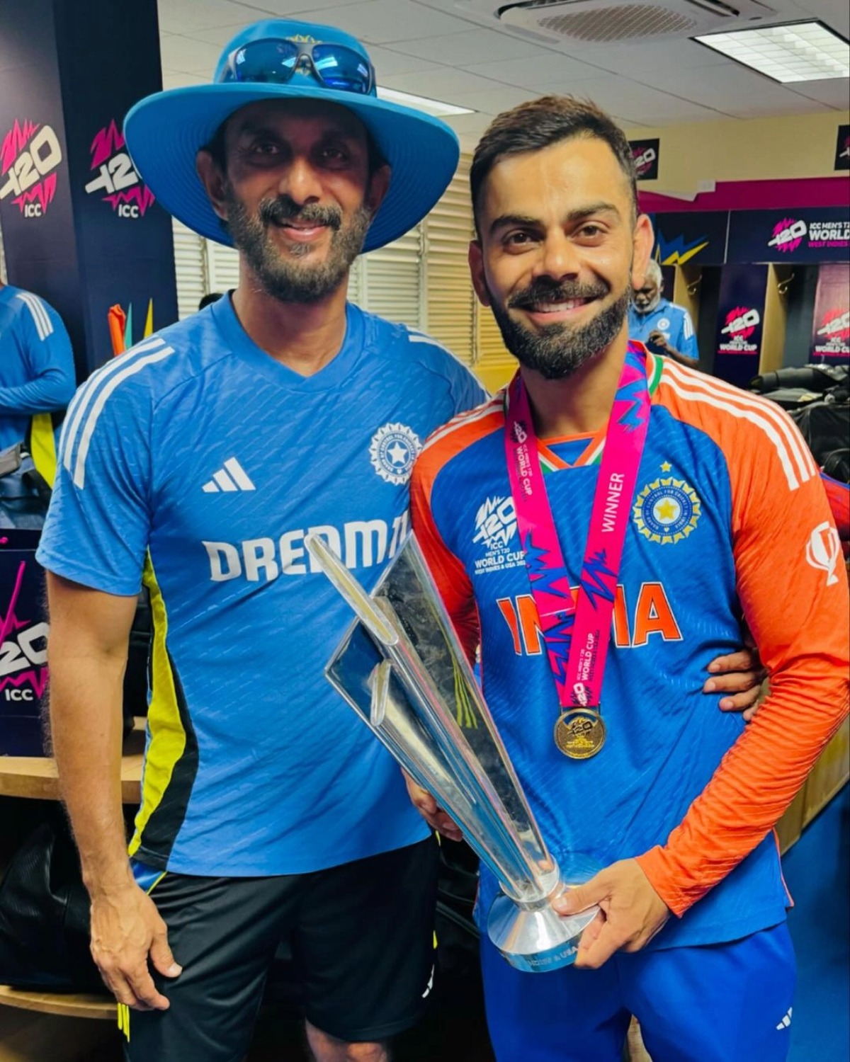 Outgoing batting coach Vikram Rathour with Virat Kohli