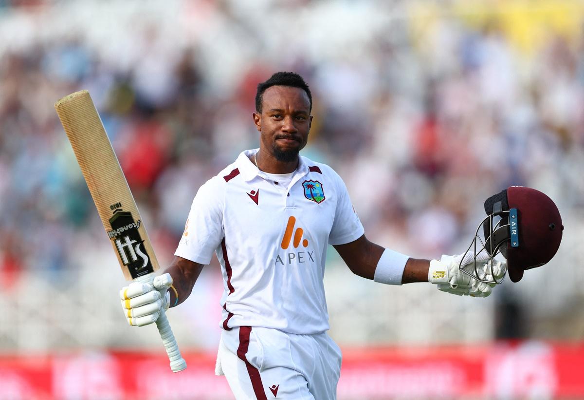 Kavem Hodge acknowledges the applause from the Trent Bridge crowd as he walks back after being dismissed.