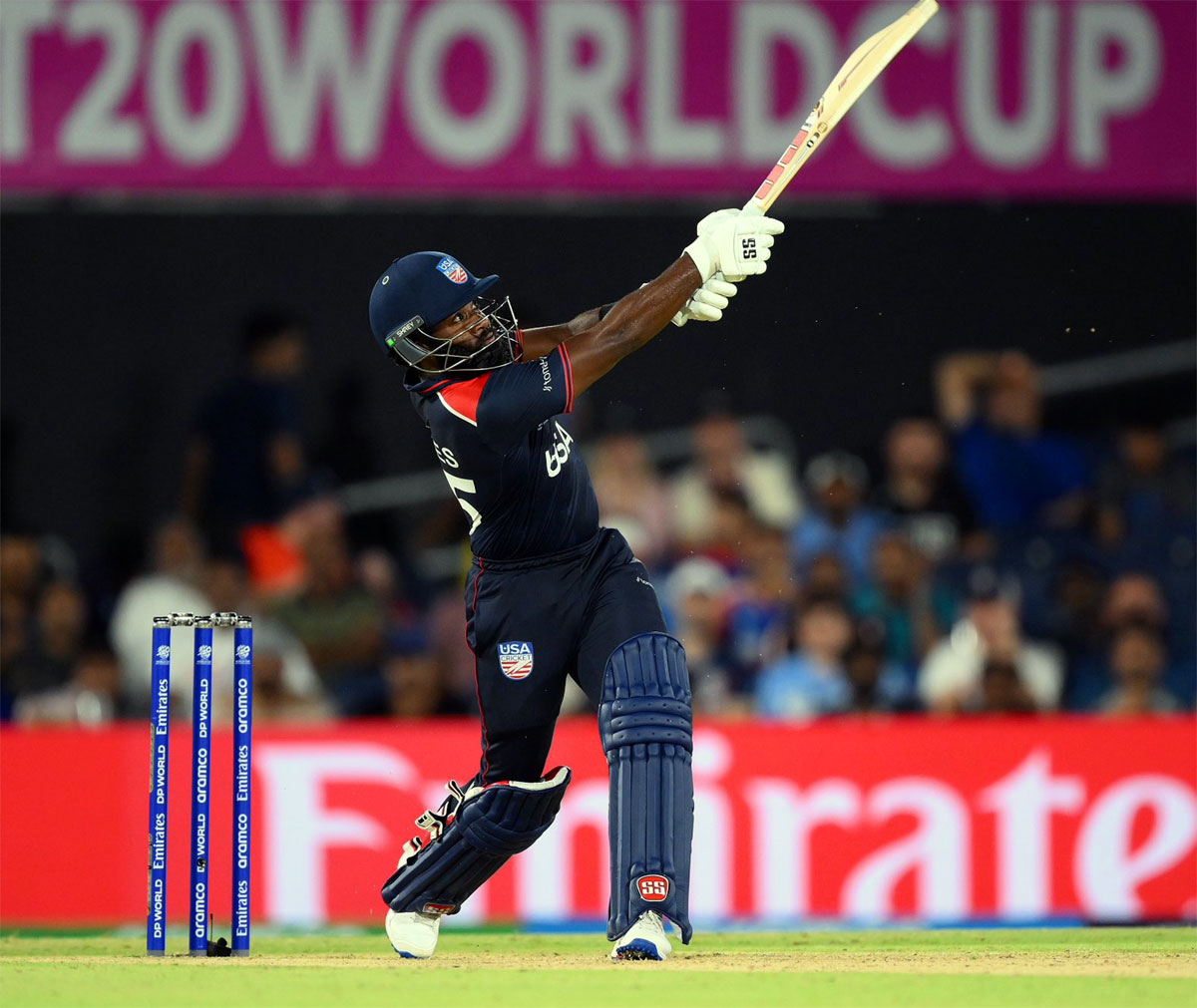 Aaron Jones clobbered 4 fours and 10 sixes in his 40-ball 94 as the United States beat Canada in the opening match of the T20 World Cup in Dallas on Saturday.