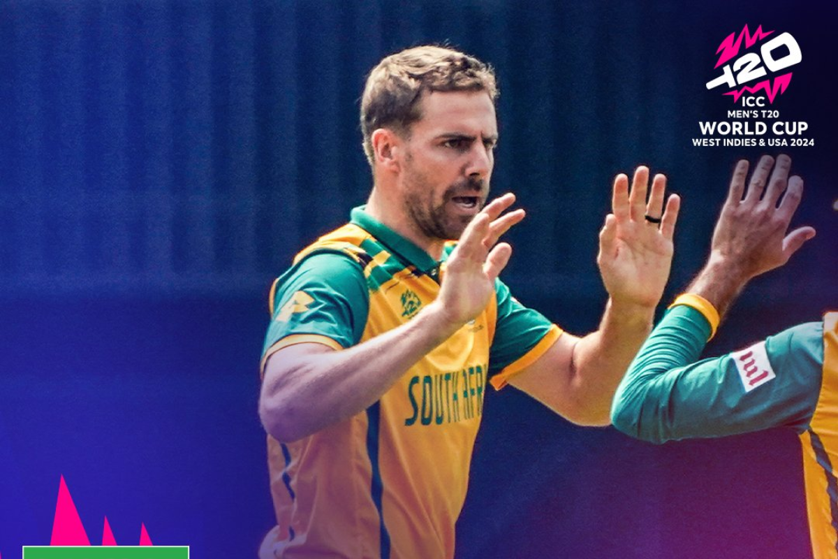 Anrich Nortje registerd best figures by SA bowler at the T20 World Cup with his 4 for 7 against Sri Lanka on Monday