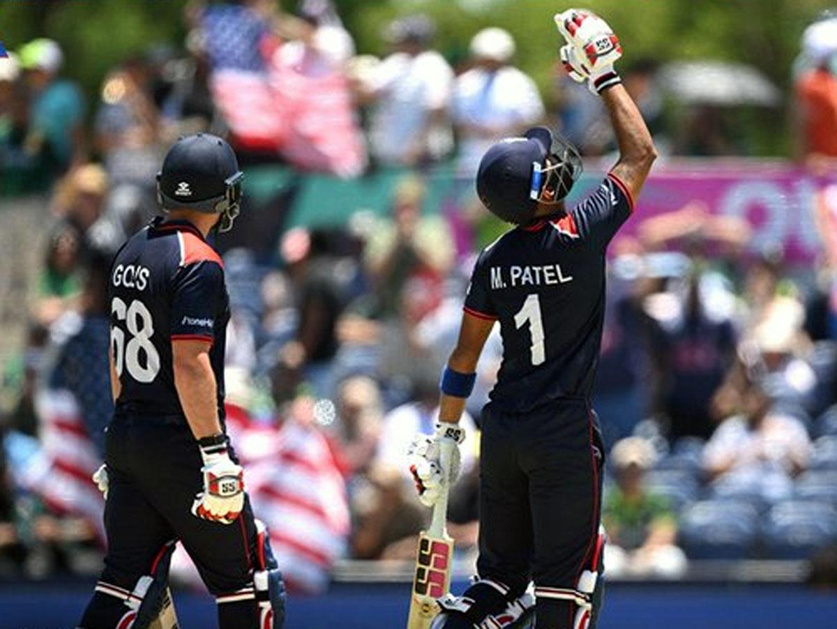 USA captain Monank Patel celebrates his half-century. 