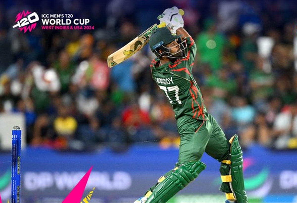 Towhid Hridoy scored a fine 40 off 21 balls, including 4 sixes, to rally Bangladesh in the T20 World Cup match against Sri Lanka in Dallas on Friday.