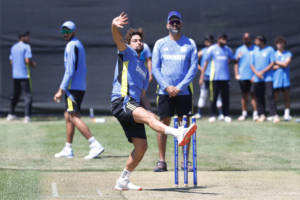 Kuldeep Yadav practices