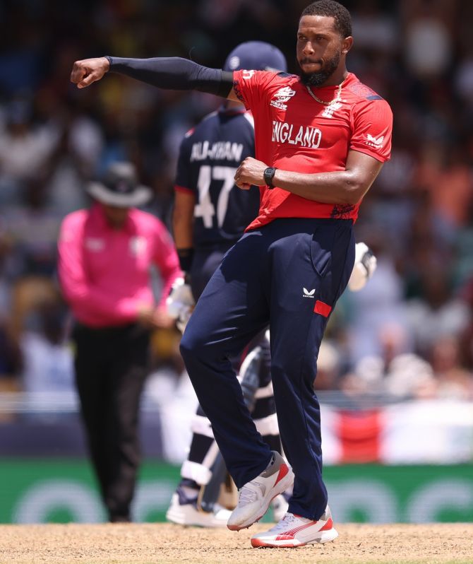 England's Chris Jordan wiped out USA's tail while taking a hat-trick along the way