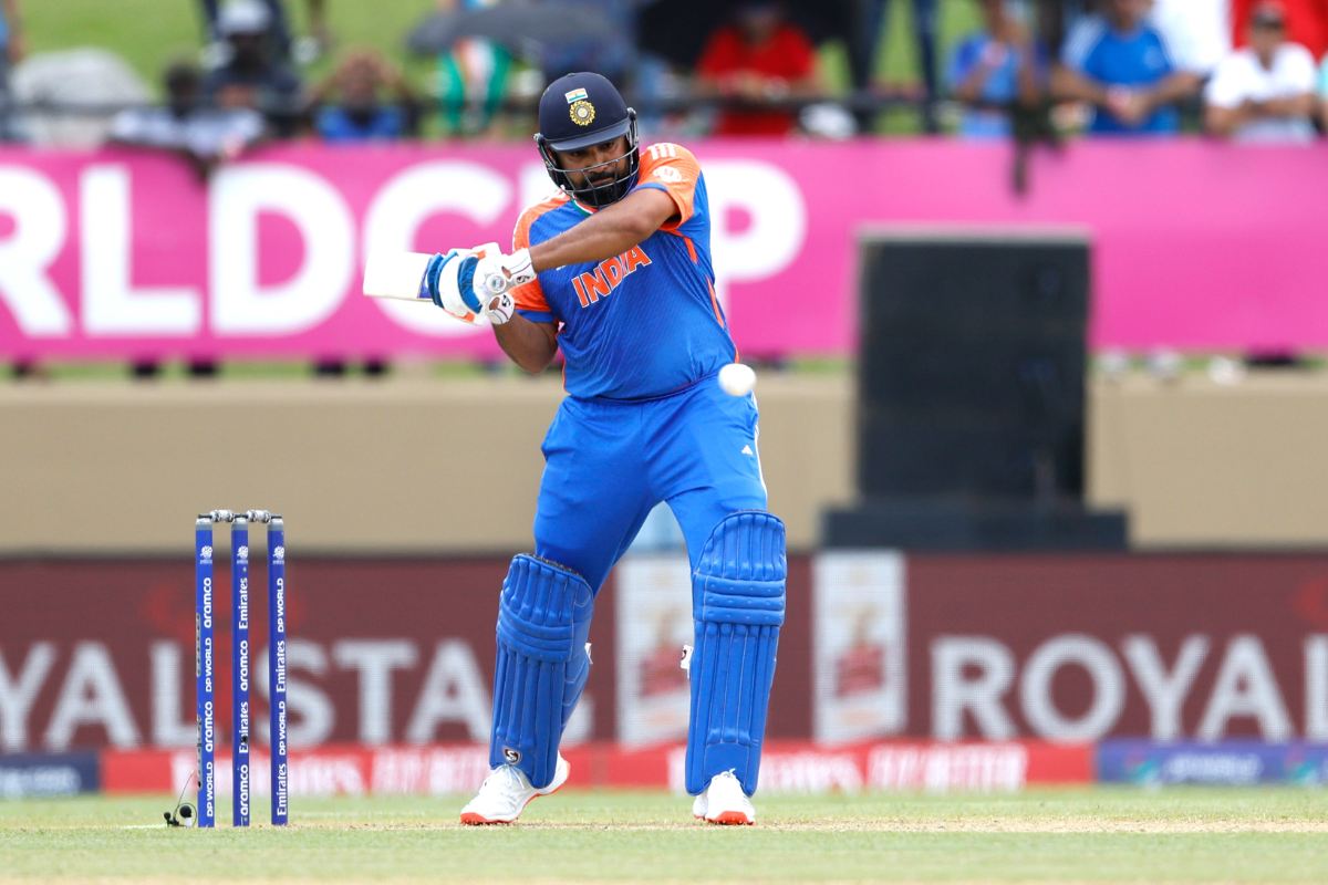 Rohit Sharma bats en route his attacking half-century