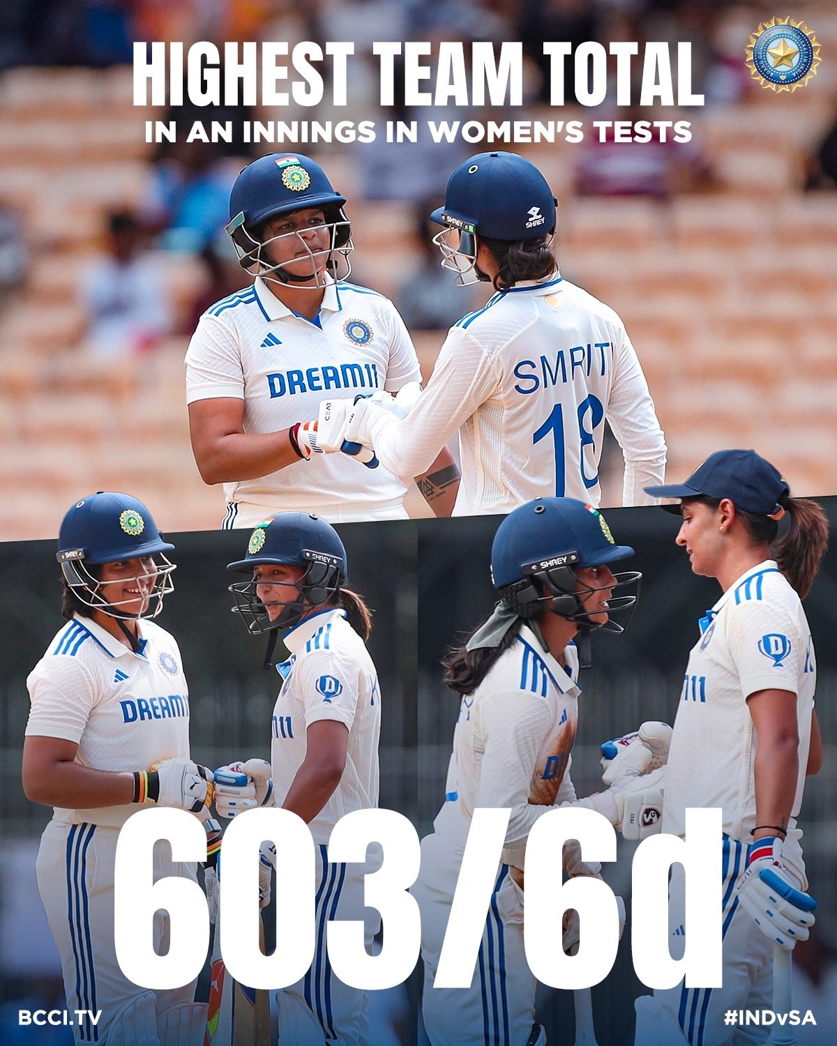 Much of the credit for the feat goes to Indian openers -- Shafali Verma (205) and Smriti Mandhana (149) -- who shared a stand of 292 -- the highest opening partnership in women's cricket.