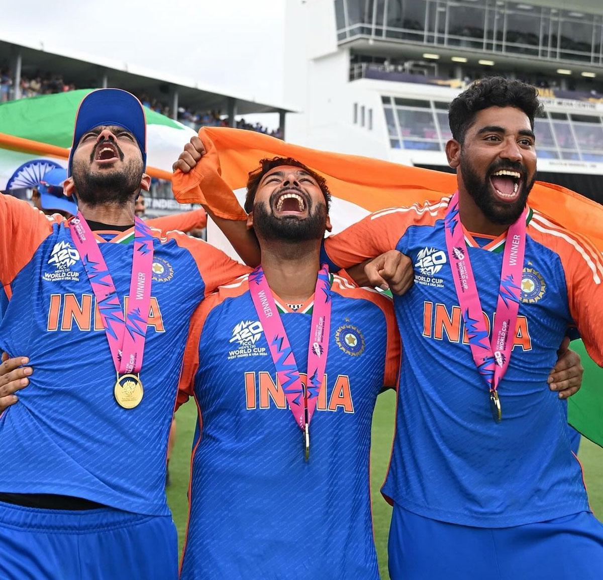 Axar Patel, Rishabh Pant and Mohammed Siraj