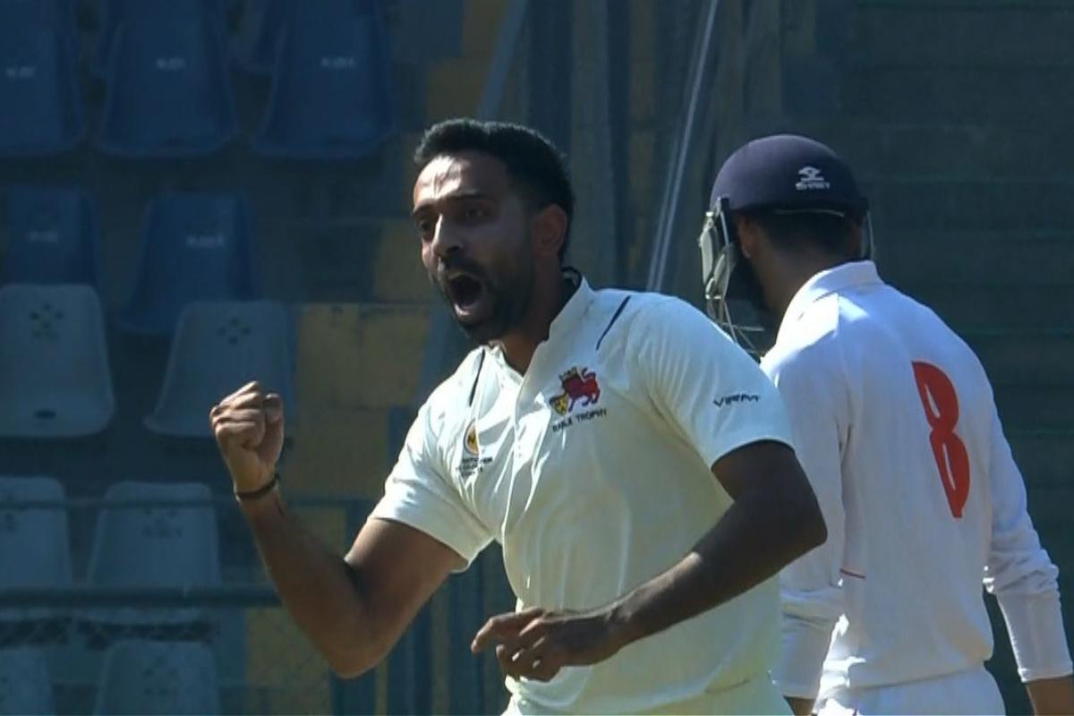 Dhawal Kulkarni celebrates a wicket