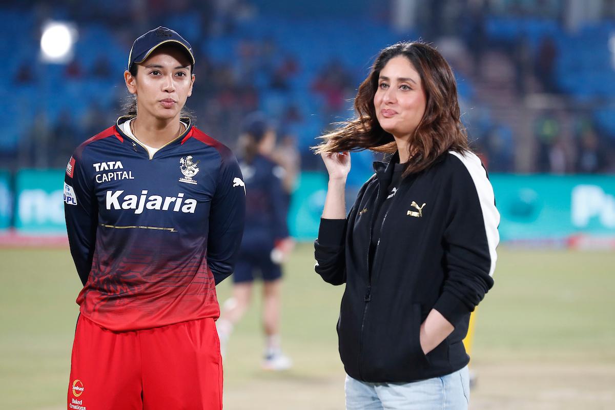 RCB captain Smriti Mandhana with Kareena Kapoor Khan ahead of the WPL match