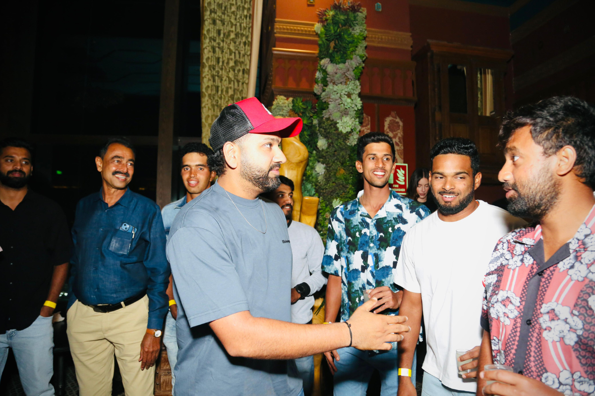 Rohit Sharma with the boys from the Mumbai team