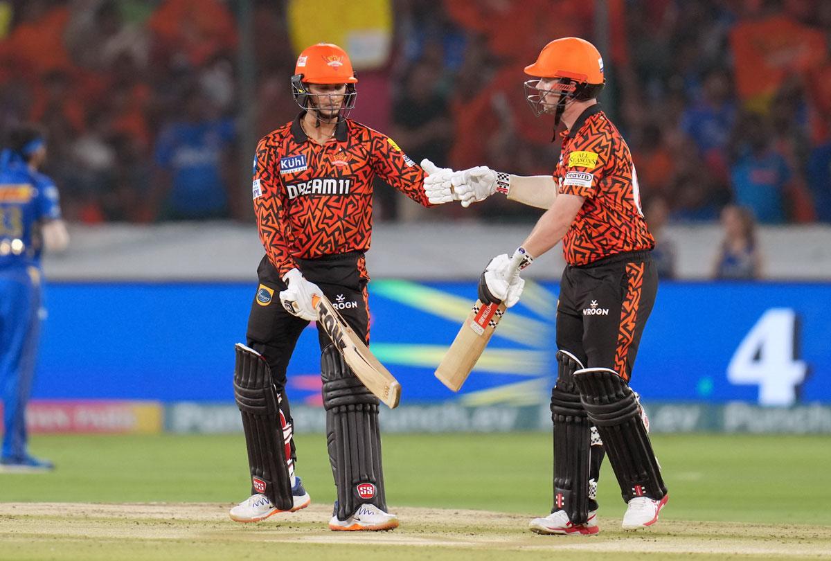 Abhishek Sharma and Travis Head during their rampaging partnership for the second wicket.