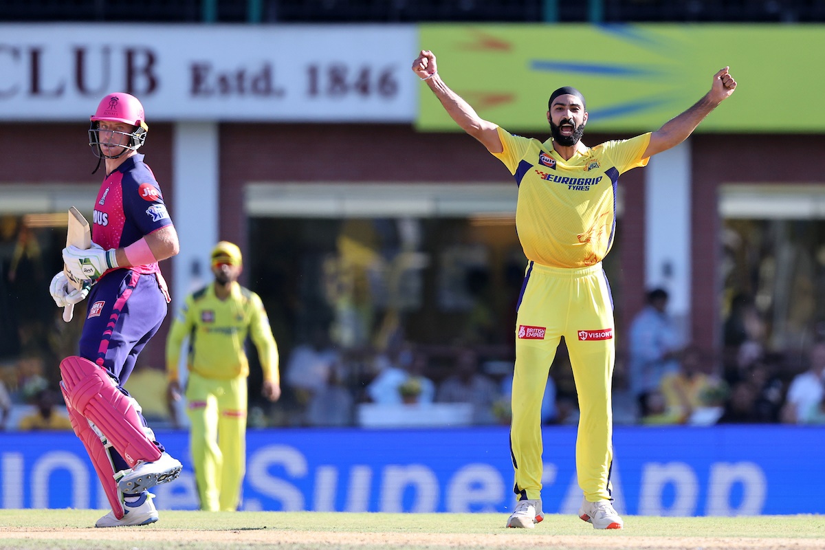 Simarjeet Singh celebrates the wicket of Jos Buttler 