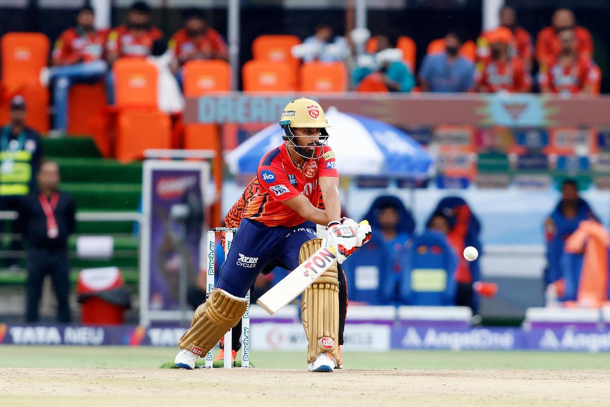 Atharva Taide plays a cheeky shot during his 46 off 27 balls.