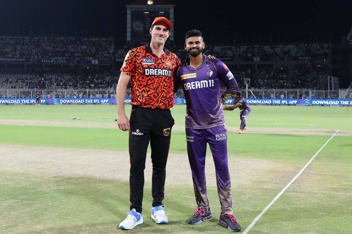 SRH skipper Pat Cummins with KKR captain Shreyas Iyer