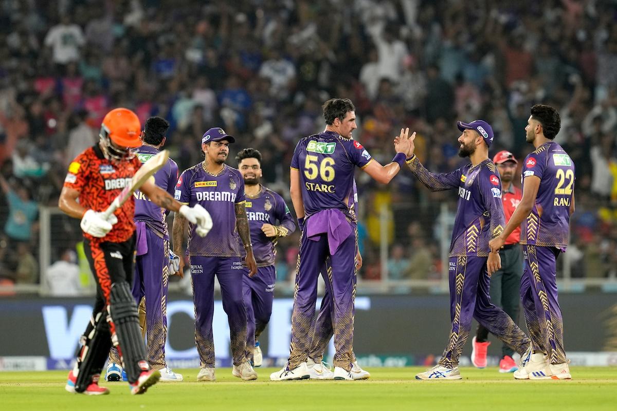 Mitchell Starc celebrates the wicket of Nitish Kumar Reddy