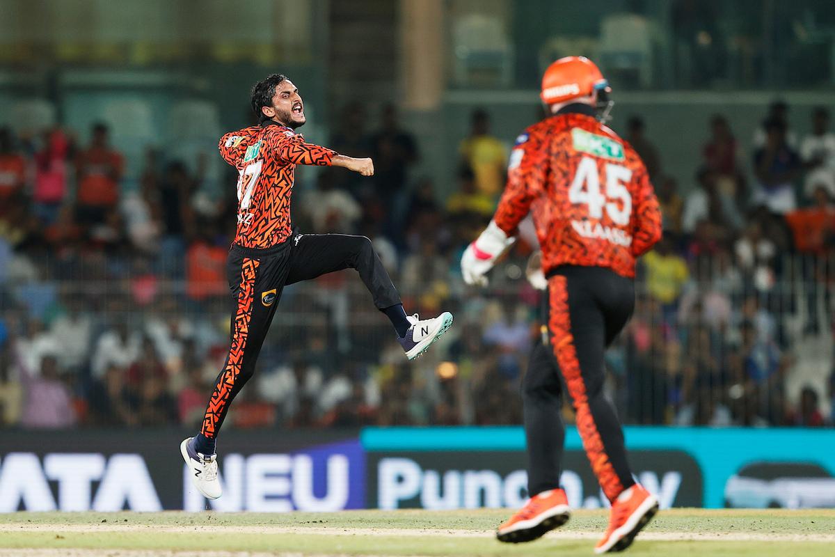 Shahbaz Ahmed of SRH celebrates