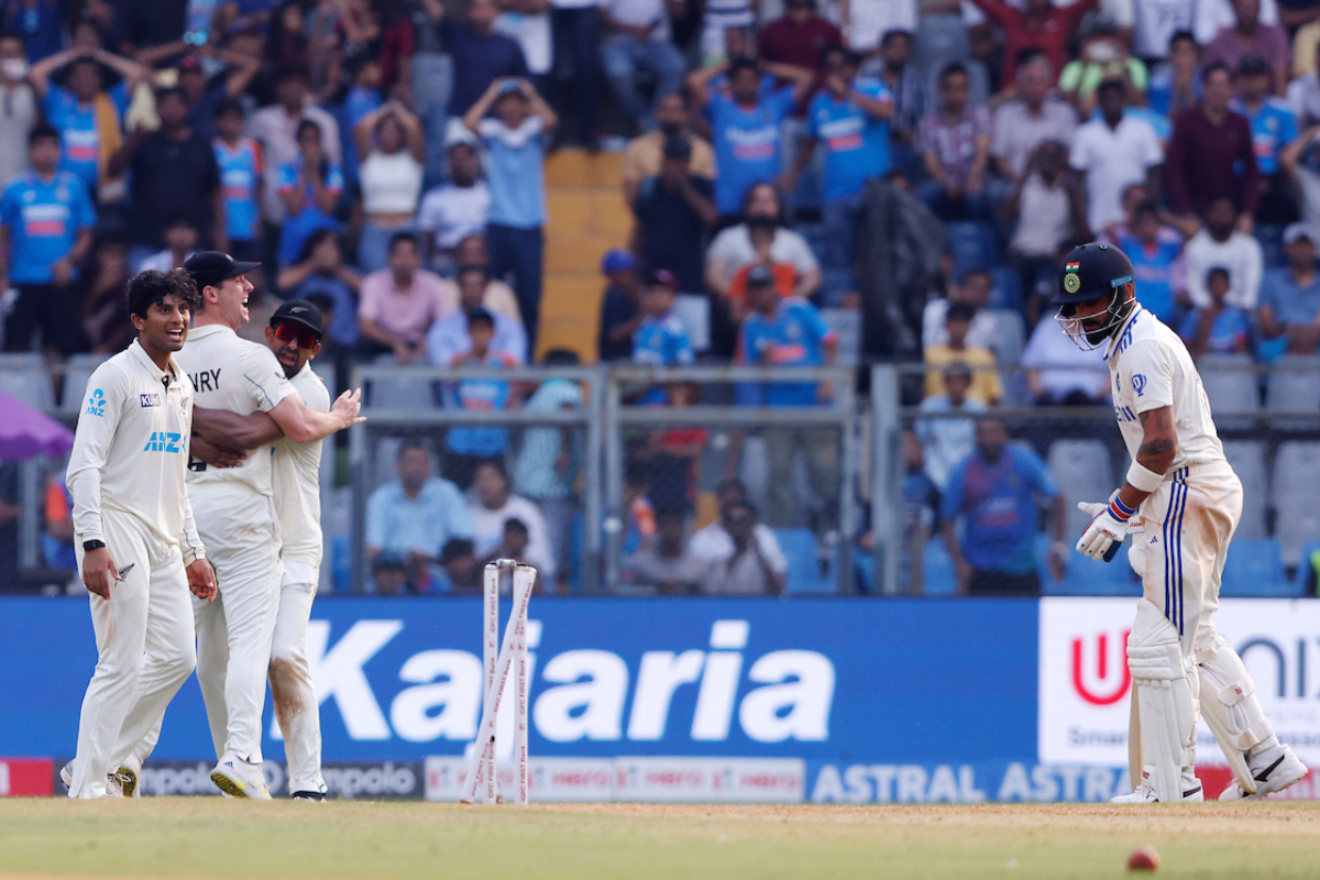 Viirat Kohli is left in disbelief after he is run out for 4