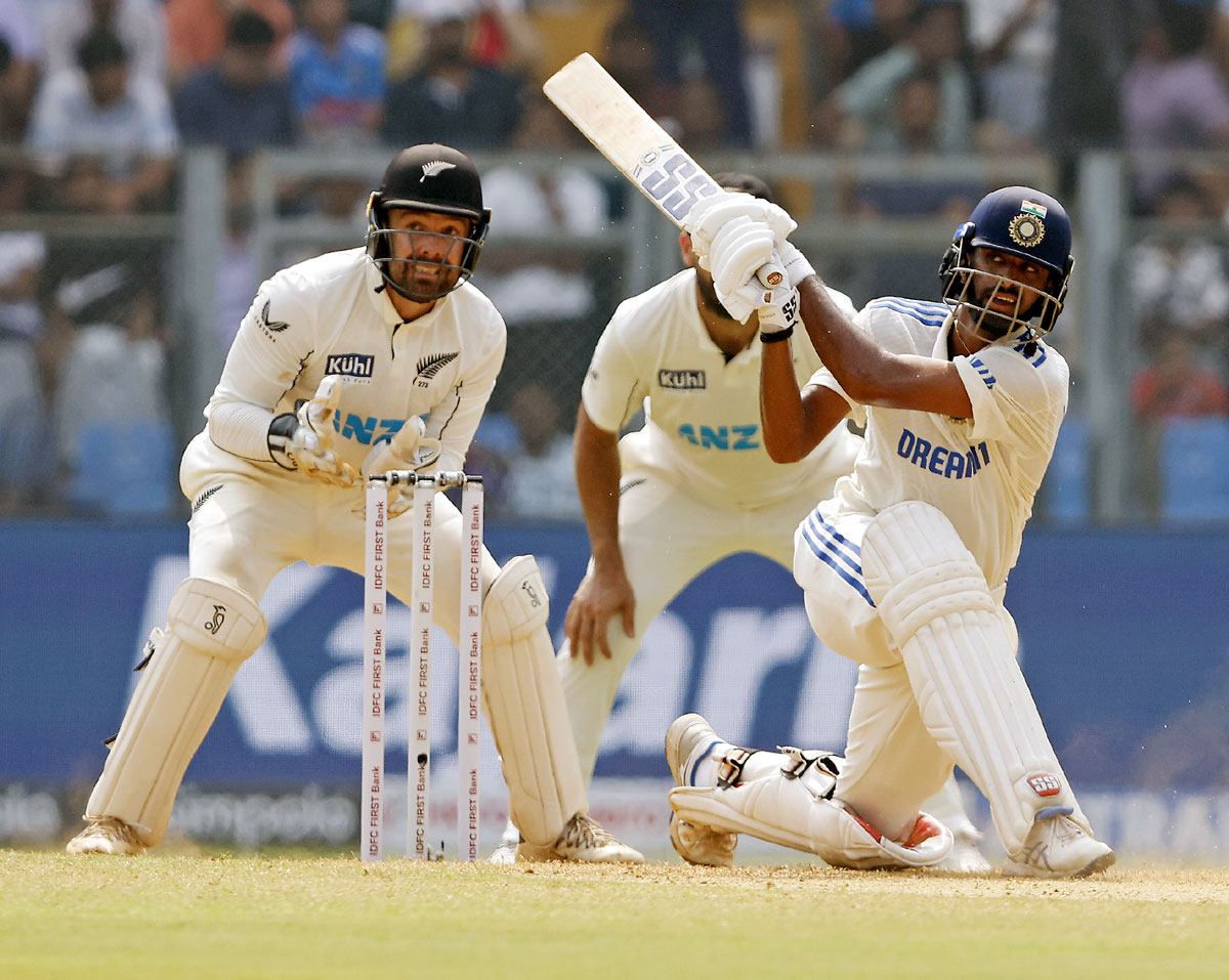 Washington Sundar on the attack.