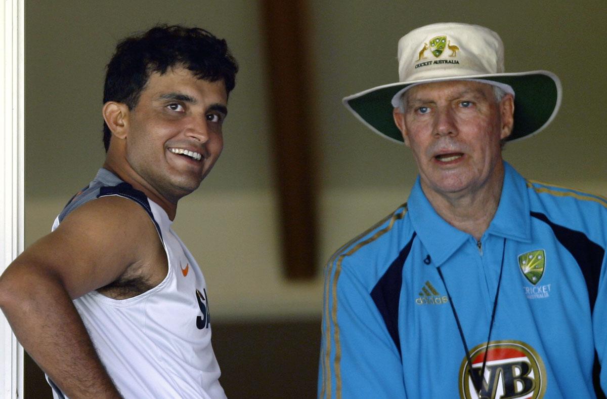 Greg Chappell with Sourav Ganguly