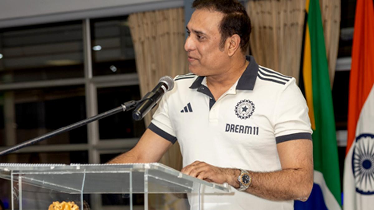 Indian coach VVS Laxman addresses the audience