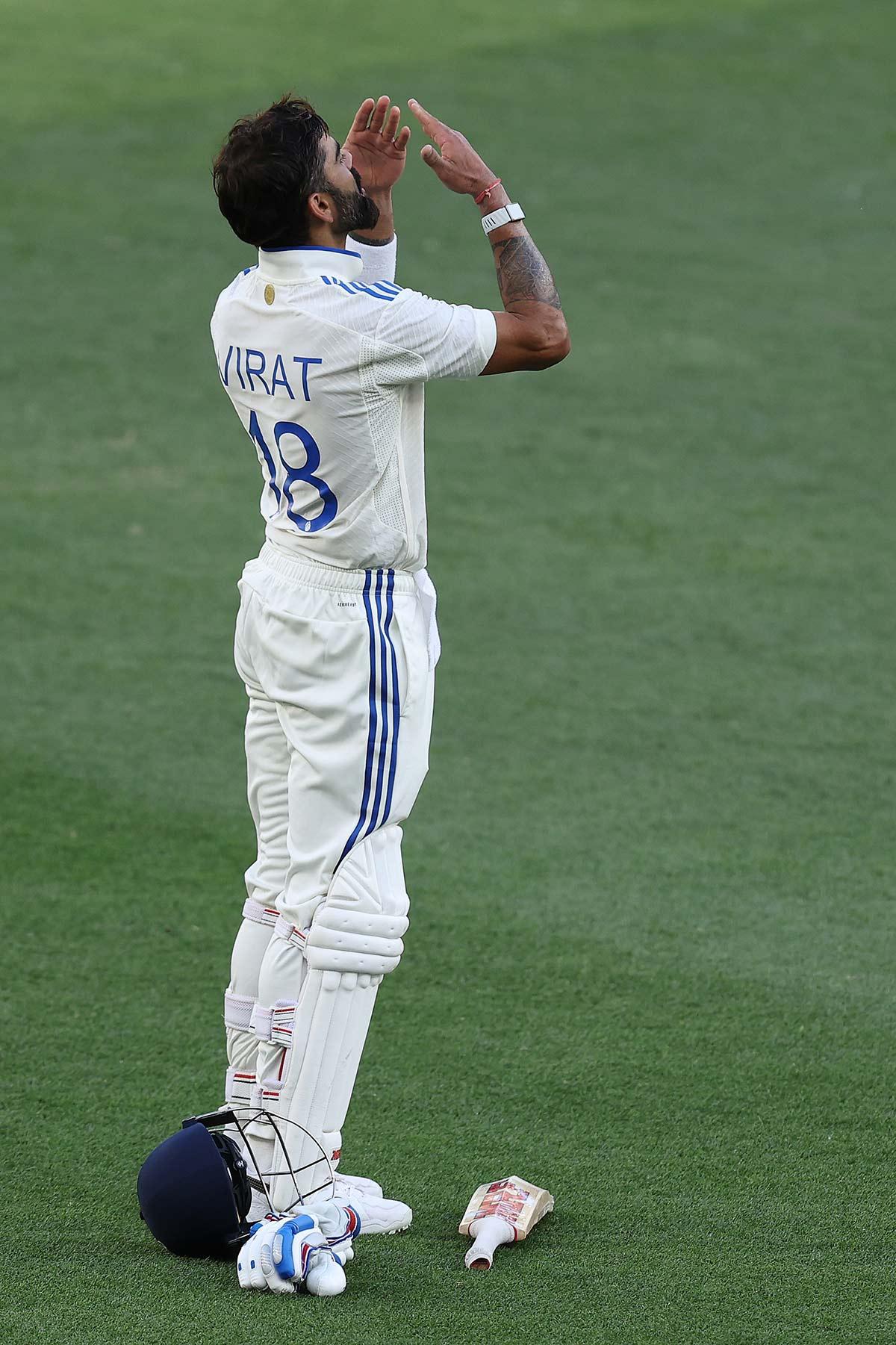 Virat Kohli blows a kiss to his wife Anushka Sharma who was watching in the stands