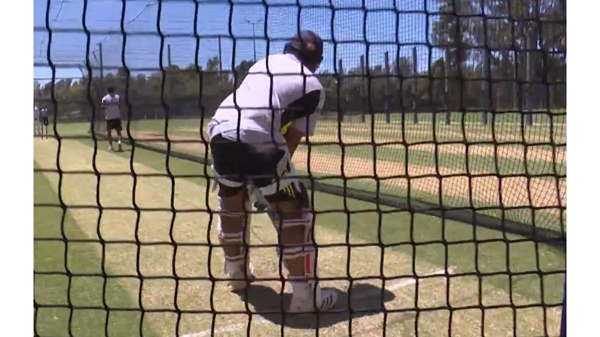 Rohit Sharma in the nets at Perth on Monday