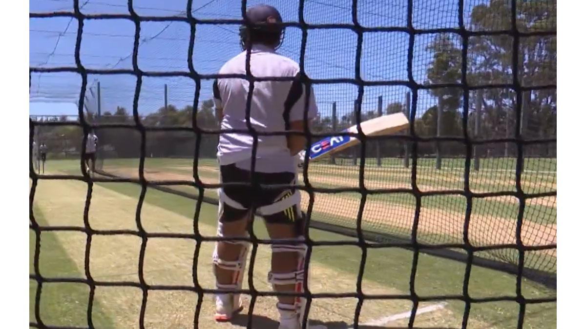 Rohit Sharma in the nets at Perth on Monday