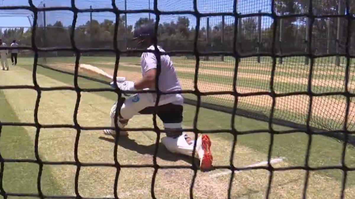 Rohit Sharma in the nets at Perth on Monday