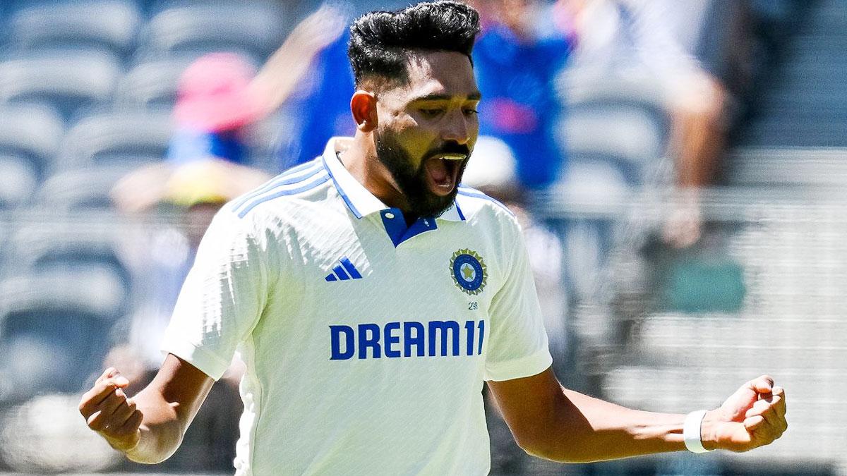 India pacer Mohammed Siraj is ecstatic after dismissing Steve Smith on Day 4 of the first Test against Australia in Perth on Monday.