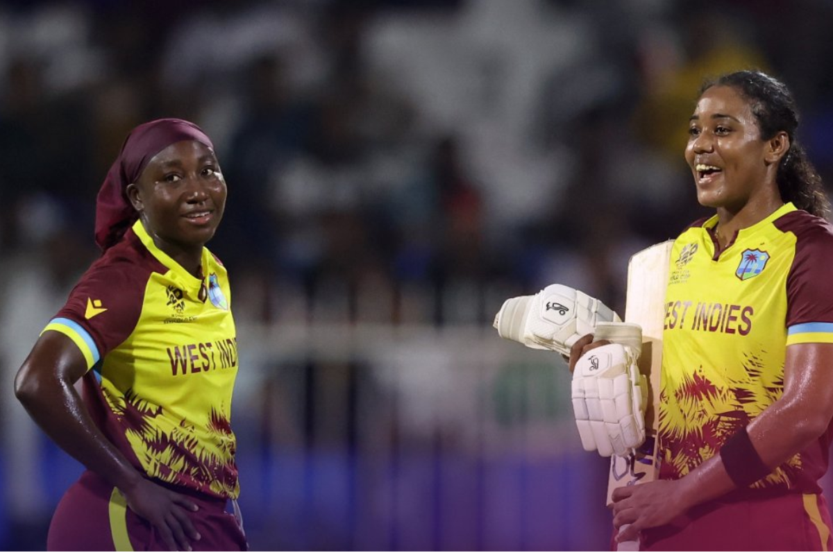 West Indies players celebrate their victory over Bangladesh at the T20 World Cup on Thursday