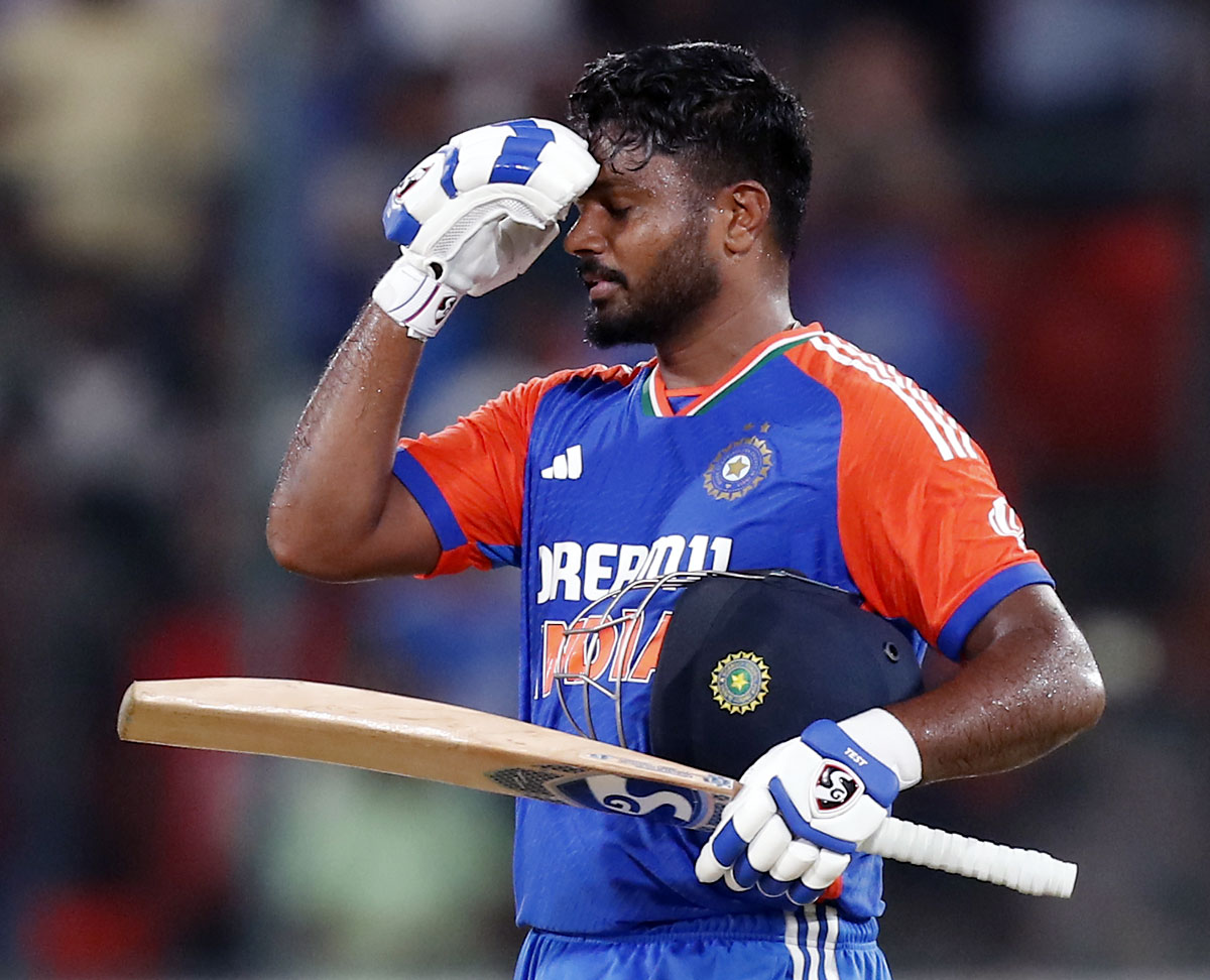 Sanju Samson celebrates his century