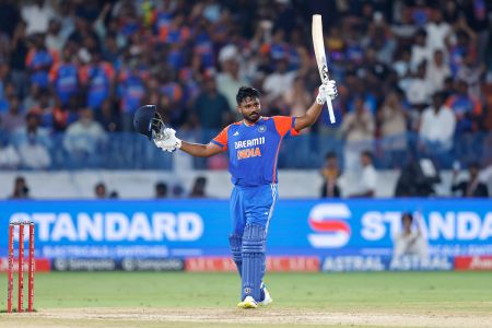 Sanju Samson scored his maiden T20I ton in the 3rd match against Bangladesh in Hyderabad on Saturday