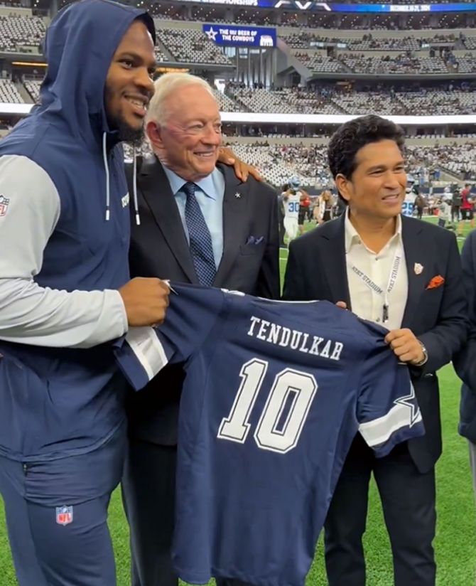 Sachin Tendulkar with Micah Aaron Parsons