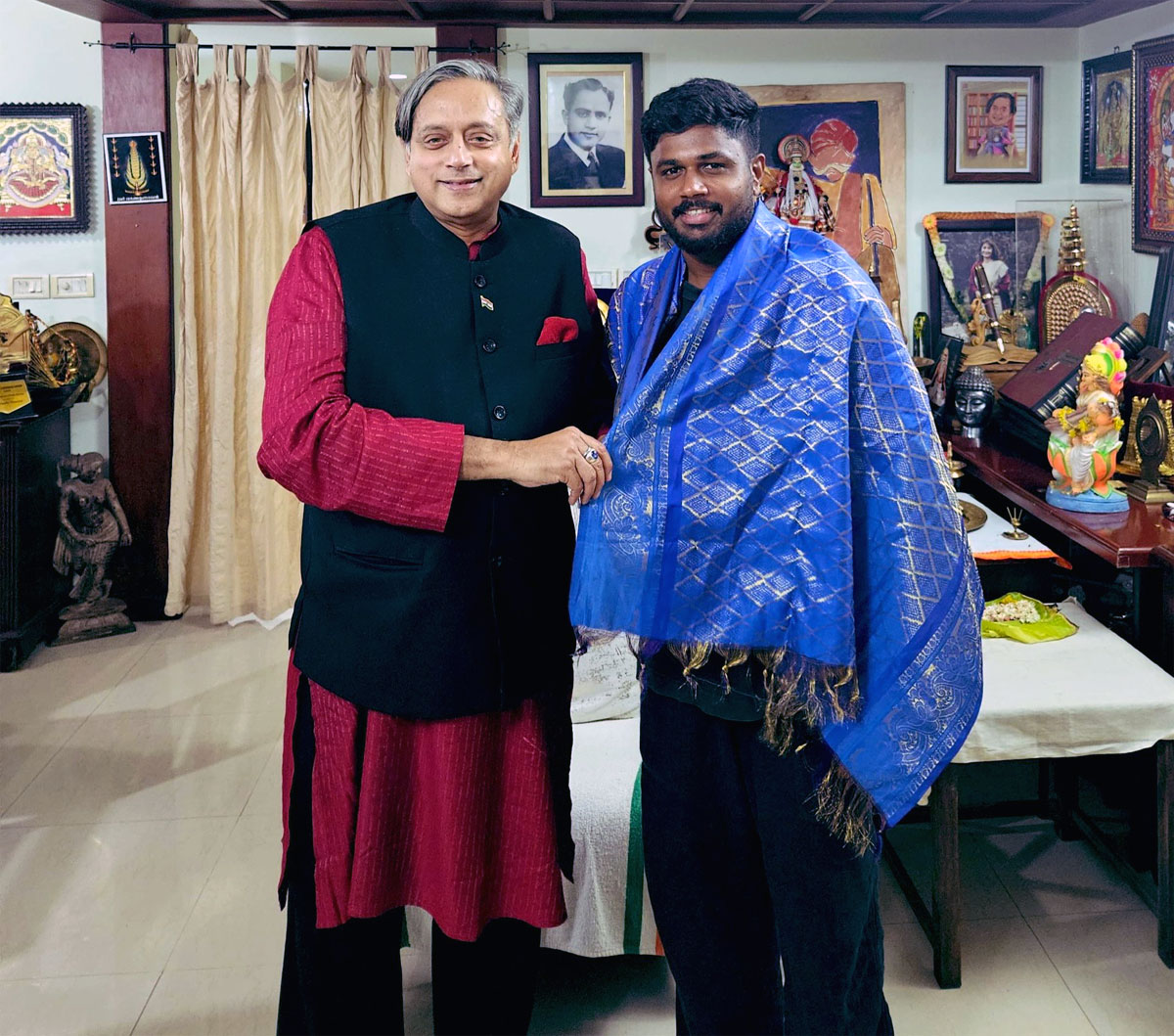 Shashi Tharoor with Sanju Samson