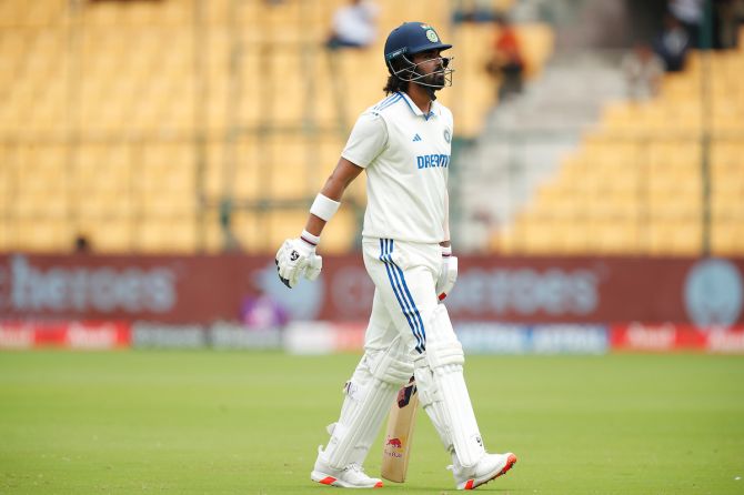 KL Rahul scored a duck and 12 in the first Test against New Zealand in Bengaluru.