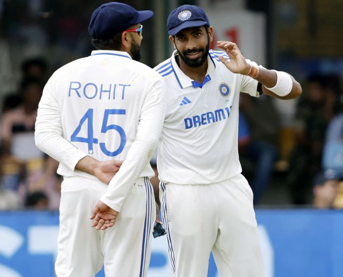 Rohit Sharma with Jasprit Bumrah