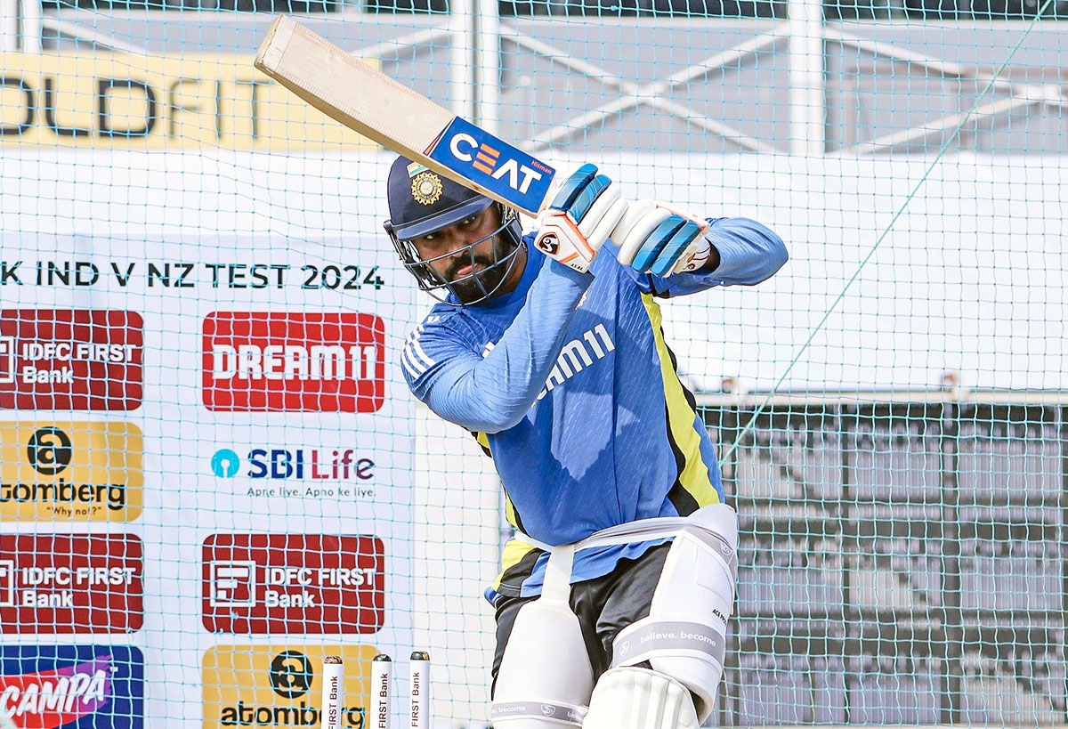 Rohit Sharma works on his batting