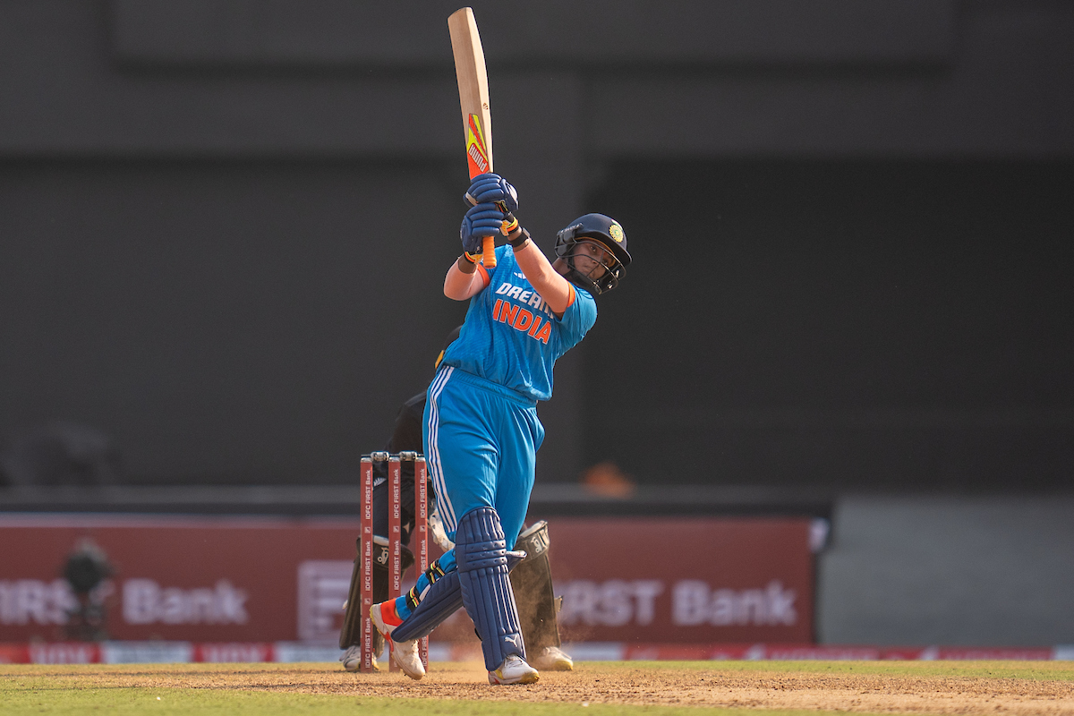 Deepti Sharma hits a four during her 41 off 51 balls