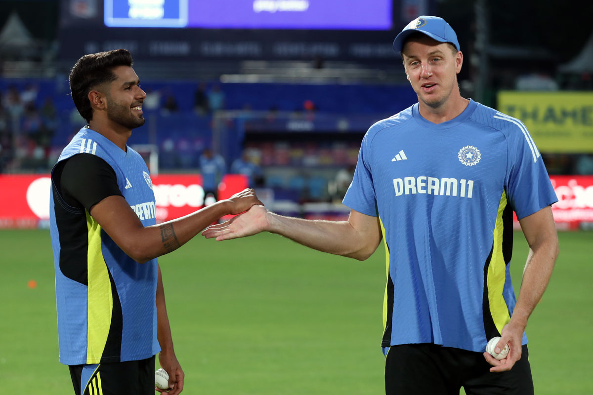 Harshit Rana with Morne Morkel