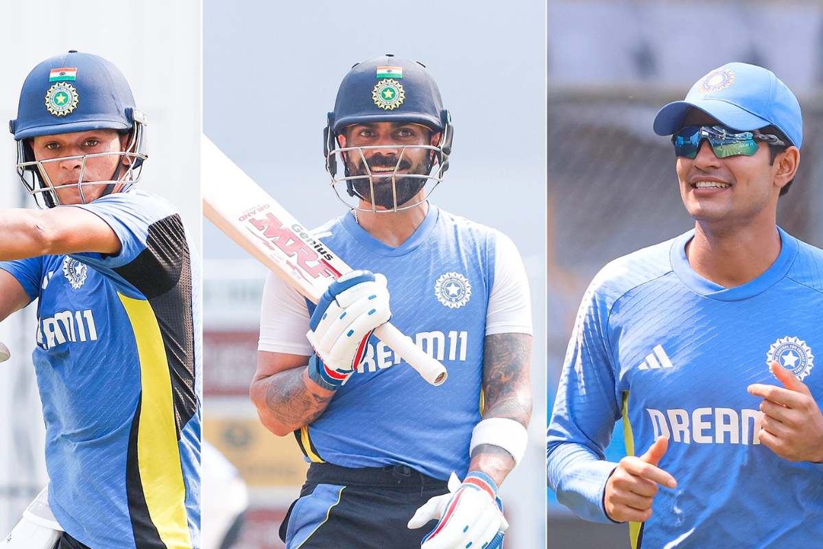 Yashasvi Jaiswal, Virat Kohli and Shubman Gill at practice